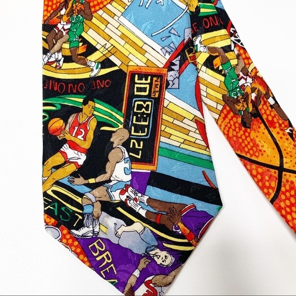 Nicole Miller Silk Tie Basketball 1992 vintage - Picture 5 of 7
